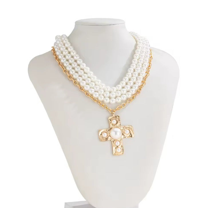 Pearl Cross Necklace
