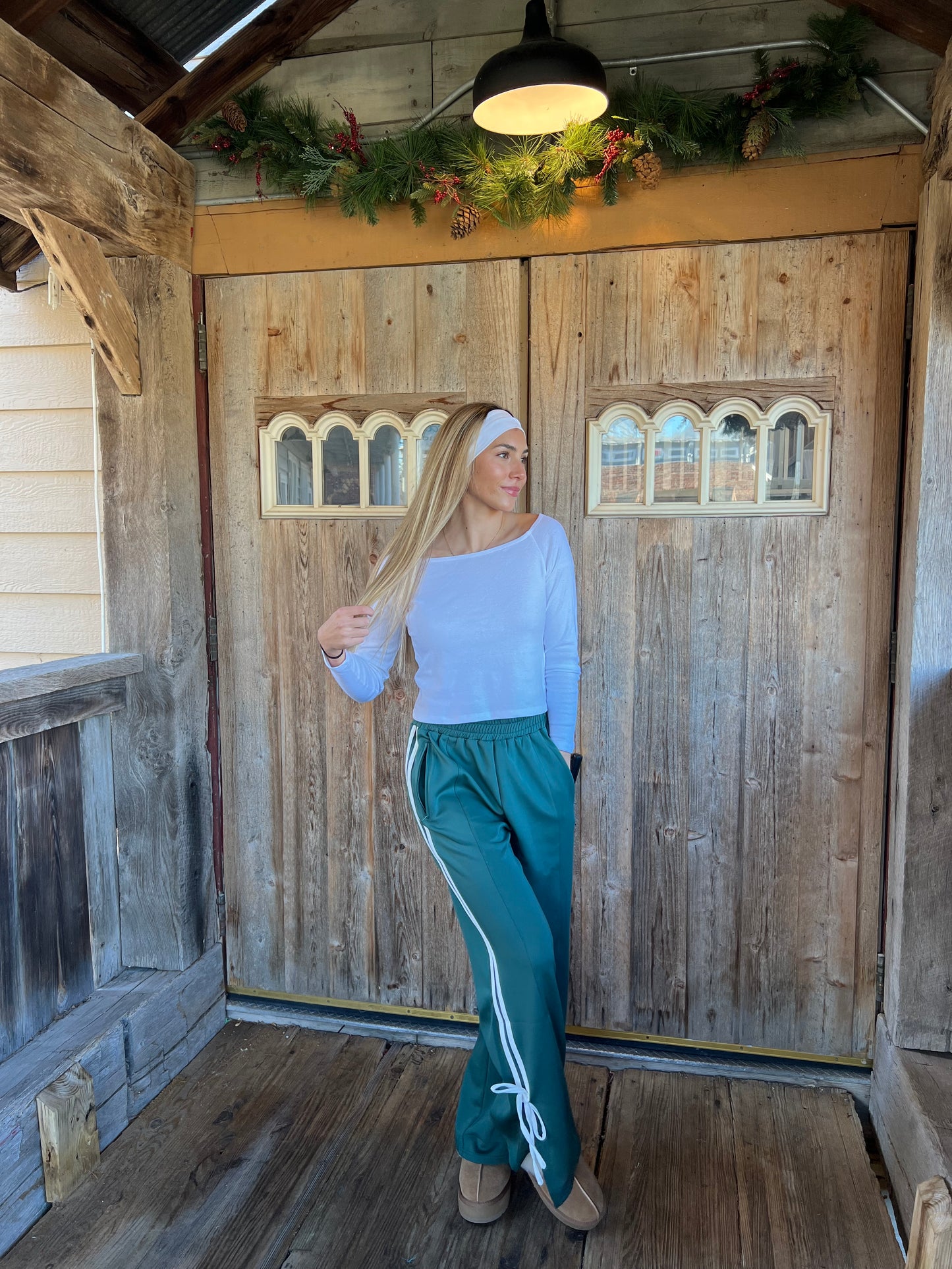 Green Bow Tie Track Pants