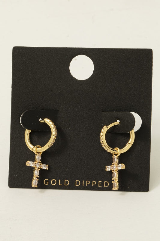 Cross Charm Hoop Earrings