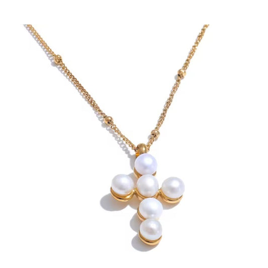 Natural Pear Cross Necklace