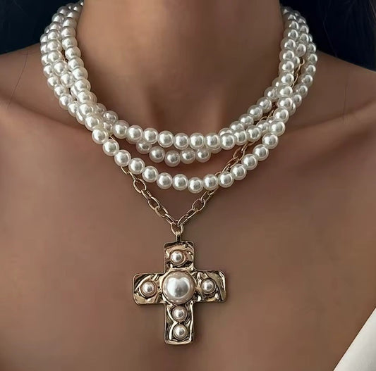 Pearl Cross Necklace